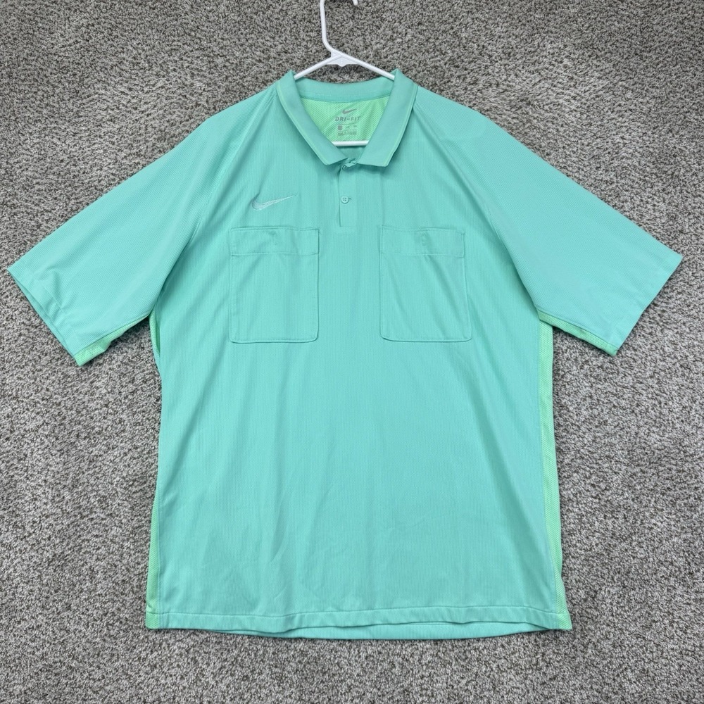 Nike Referee Polo Shirt Men's 2XL XXL Turquoise Pockets Soccer Jersey AA0735-354